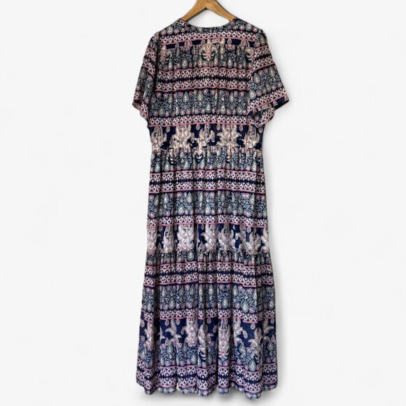 Eliza J Boho Maxi Cover-Up Dress with Paisley Print Size 14 Sheer Casual Beach - Picture 13 of 16